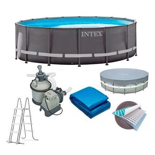 БАСЕЙН КАРКАСНИЙ INTEX, 427Х107 СМ (ФІЛЬТР-НАСОС, СХОДИ, ТЕНТ) 26720 фото