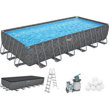 Каркасний басейн Bestway Grey 561KG (732х366х132 см) з пісочним фільтром, тентом та драбиною 37847 фото