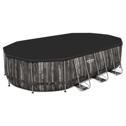 Каркасний басейн Bestway Wood Style 5611R (610х366х122 см) з картриджним фільтром, сходами та тентом 25298 фото