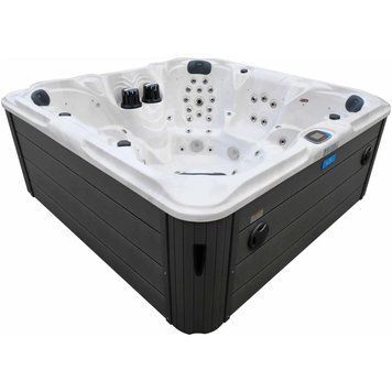 Гідромасажний басейн Aquajoy Maldives (230х230х95 см), Сріблясто-білий мармур 40301 фото