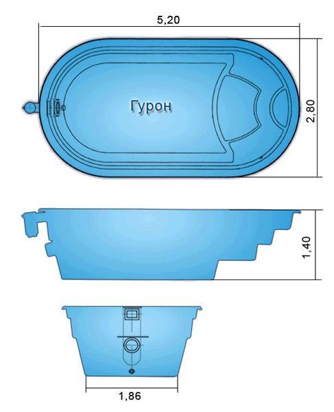 Композитний Басейн Гурон 5.2 м Гурон фото